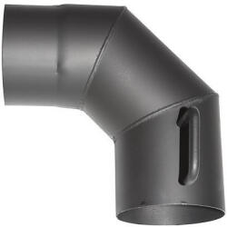 V. A. P. K Füstcső könyök, V. A. P. K. HS. K 090/150/1, 5, fekete, 150 mm / 90°, pillangószeleppel, lemezvastagság: 1, 5 mm (TC221845)