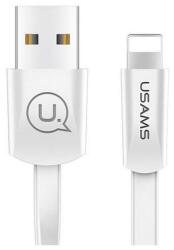 USAMS u2 adatkábel, usb - lightning, 2a, gyorstöltő, 120cm, lapos kábel, fehér, kompatibilis: Apple iPhone 5S / IPAD mini 2 / IPAD Air (SJ199IP02)
