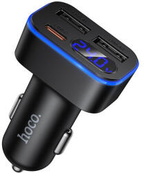  Car charger Hoco with LCD 2xUSB A + 1xUSB C PD QC3.0 42W Z63A black (6942007666213)