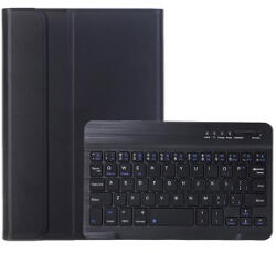 Samsung X110, X115 Galaxy Tab A9 tablet fliptok, erősített, TPU, bluetooth-os billentyűzettel, stylus kivágássa, fekete