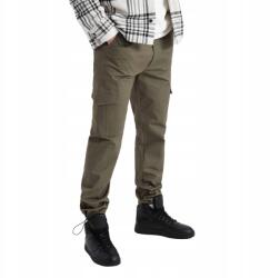 Ombre Férfi nadrág cargo zsebekkel, sötét olívazöld, Size XL, 98% pamut