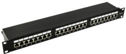 WALISEC patch panel - PP-P6S2401 (24 port, Cat6, 1U, árnyékolt, fekete) (PP-P6S2401) - bbmarket