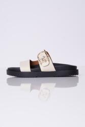 Tommy Hilfiger Krémszínű bőr flip-flop papucs, Size 37, bőr (FW0FW08512 ACJ)