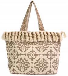 Szaleo Moreno strandtáska nagy, boho, tágas, vászon Világos bézs
