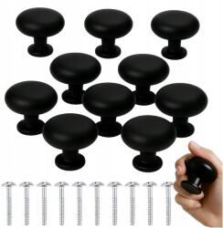 Modeus 10x bútorgomb, szekrénygomb, fekete matt, ABS, rozsdamentes acél (ID 702)