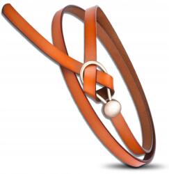 EdiBazzar Női megkötős öv, keskeny, bőr, világos barna, 120cm hosszú (Wąski długi pasek Damski wiązany skórzany)