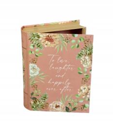  Virágdoboz, könyv, virágos, zárható, ajándék, 6×25×20cm (box)