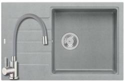 Quadron 1361+SAP4-F090GY - Quadron PETER 111 gránit mosogató (780x500 mm, 1 medence+csepegtető ) silver stone + Zegor álló csaptelep szürke szett (1361+SAP4-F090GY)
