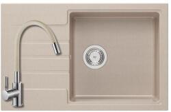 Quadron 1382+SAP4-F090KS - Quadron PETER 111 gránit mosogató (780x500 mm, 1 medence+csepegtető ) pearl beige + Zegor álló csaptelep bézs szett (1382+SAP4-F090KS)