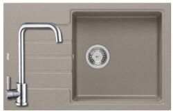 Quadron 1328+SAP4-B090 - Quadron PETER 111 gránit mosogató (780x500 mm, 1 medence+csepegtető ) soft taupe + Zegor rozsdamentes csaptelep szett (1328+SAP4-B090)