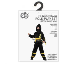 GoDan Costum carnaval Black Ninja pentru copii, marime 130/140 cm (9-10 ani) GD1630 Costume bal mascat copii (GD1630) Costum bal mascat copii
