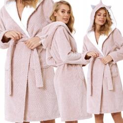 Aruelle Bolyhos fürdőköpeny, Size L, rózsaszín, kapucnis, zsebes, Soft anyag