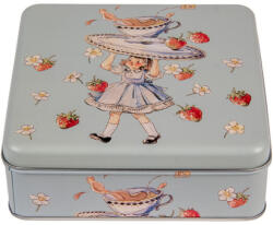  CLEEF Fémdoboz 17x17x6cm, epres kislányos (Cleef.6BL0139)