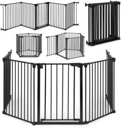 EcoToys Poartă, țarc, barieră de protecție pentru copii și animale, 5 panouri, 60 cm, metal, negru, ECOTOYS