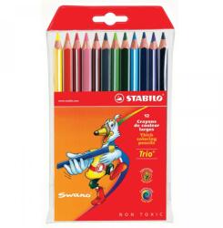 STABILO Színes ceruza készlet, háromszögletű vastag, 203/12 Stabilo TRIO 12 klf. szín (20312)