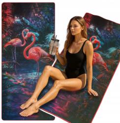 MAKOIA Gyorsan Száradó Strandtörölköző, 70×140cm, flamingó mintás, mikroszálas (duży z mikrofibry na basen chłonny miękki)