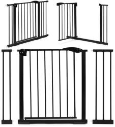 EcoToys Biztonsági korlát 74-105 cm lépcsőkhöz és ajtókhoz, acél, kiegészítő panelek, fekete ECOTOYS