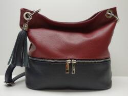 Genuine Női válltáska: bordó-fekete bőr, 2 rekeszes (1160446)