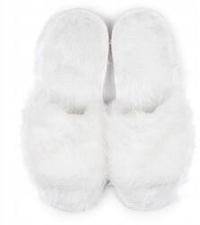 IRE SHOES Női papucs, fehér, EVA gumi talp, öko plüss, Size 36-41 (Kapcie damskie eko plusz przeplatane)