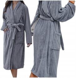 MAKOIA Női Köntös Meleg Puha Hálókabát Hosszú Kötős Szürke Zsebekkel Unisex (szlafrok kąpielowy hotelowy wygodny)