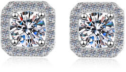 Dollcini 1 karátos D-színű moissanit „cukorkocka fülbevaló 925 ezüstből, elegáns női köves fülbevaló mindennapra és alkalmakra (436242)