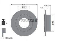 Textar Féktárcsa Textar 92304003, 280mm, fedett, 6 lyuk
