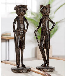  Barna színű sétapálcás kutya szobor 32cm Kutyaúr