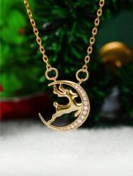 Moonstone Jewerly Arany lánc, rénszarvas medállal, 18k arany bevonat, gyémánt cirkóniák