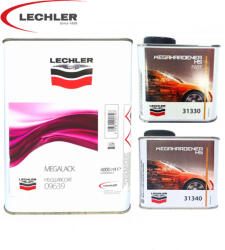  Lechler Megalack HS színtelen lakk 4l + 2l keményítő 2: 1 + hígító, Magas fényű (4L09639+2L313x0+600ML00825)