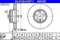 ATE féktárcsa ATE 24.0130-0107.1 for BMW (24.0130-0107.1)