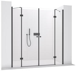 Cerano - 2-szárnyú zuhanyajtó Marino B/J - 6 mm - matt fekete, átlátszó üveg - 198(109+89)x190 cm