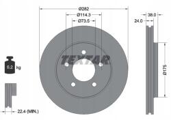 Textar Féktárcsa, belső szellőzésű, 282mm külső átmérő, 6.2kg