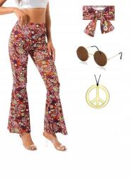  Chengjia hippi farsangi jelmez, nadrág, kiegészítők, Size S (B0CMQ2XPFC)