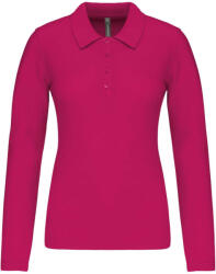 Kariban Női galléros hosszú ujjú piké póló, Kariban KA257, Fuchsia-3XL (ka257fu-3xl)