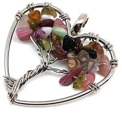 R. M. ékszer Életfa medál drótos szív Turmalin 3cm (022216)