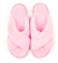 Nowo Női papucs, öko plüss, rózsaszín, keresztpántos, Size 36-40 (K-4208)
