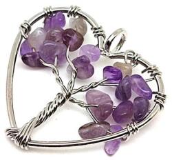 R. M. ékszer Életfa medál drótos szív Ametiszt 3cm (022208)