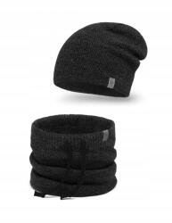 PaMaMi téli férfi szett, grafit, sapka, kémény, akril (20027+2301045 zestaw zimowy PAMAMI)