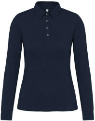 Kariban Női galléros hosszú ujjú jersey póló, Kariban KA265, Navy-2XL (ka265nv-2xl)