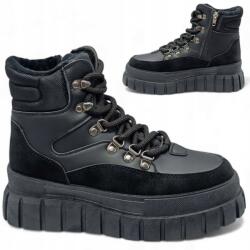 Evento Női Téli Bokacsizmák, Size 39, bélelt, cipzáras, fekete, ökológiai bőr (Evento 24BT26-7928)