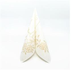 Mank textilhatású szalvéta 40x40 cm 50 lap/csomag Esküvői - krém/arany