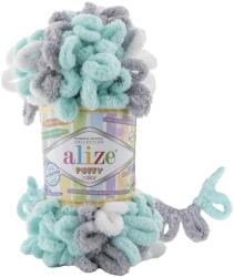 alize Puffy Color 6408 - menta, szürke, fehér (kötés kézzel, ) (2558)