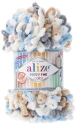 alize Puffy Fine Color 5946 - barna, kék, fehér (kötés kézzel, ) (103)