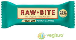 RAW BITE Baton Proteic 22% cu Arahide si Caramel fara Gluten si fara Zahar Ecologic/Bio 45g