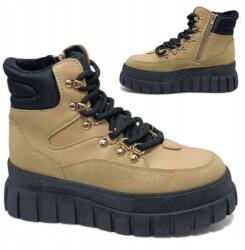 Evento Női Téli Bokacsizma, Size 38, bélelt, fűzős, divatos (Evento 24BT26-7928 Camel)