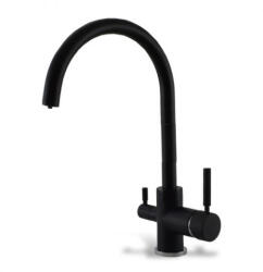 MAXISHOP Italia Collection Baterie Bucutarie cu 3 cai pentru apa purificata, negru mat , Baterie pentru filtru purificator de apa (10003025-NEOP)
