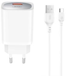 XO CE19 hálózati töltő USB aljzat (18W, PD gyorstöltő + Type-C kábel) FEHÉR (XO-CE19_C) - bluedigital