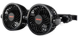 AMiO autós fejtámlára rögzíthető ventilátor 2 x 4"-os 12V-os USB töltővel PRÉMIUM (03009)