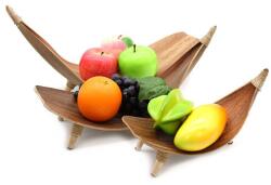  3 részes egyedi kézzel készített egzotikus kókuszlevél gyümölcsös tál natúr színben