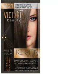 Victoria Beauty VICTORIA Keratin Therapy Hajszínező Sampon 40ml - V21 Középbarna